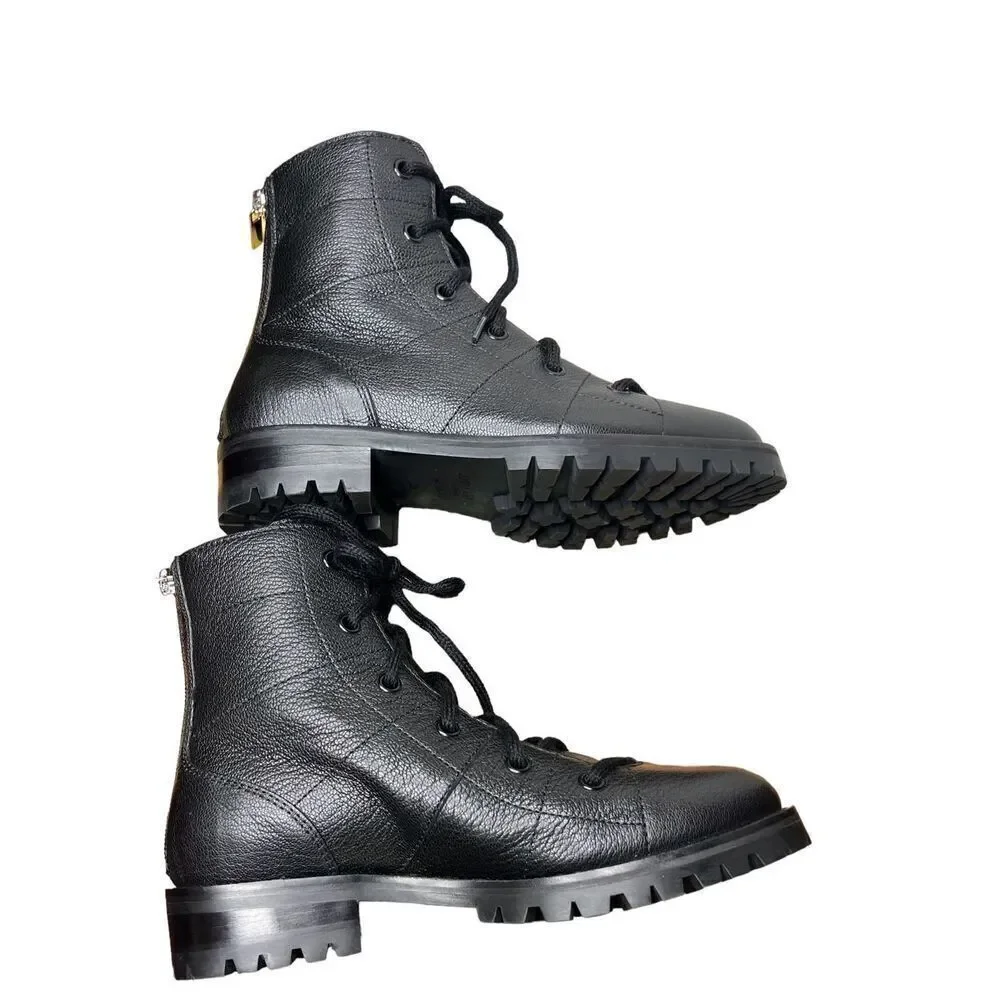 Jimmy Choo Black Leather Cruz Combat Boots NWB Size 35 - Picture 5 of 12